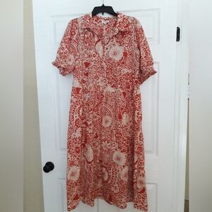 Umgee Midi Dress, Size Large, Red Color